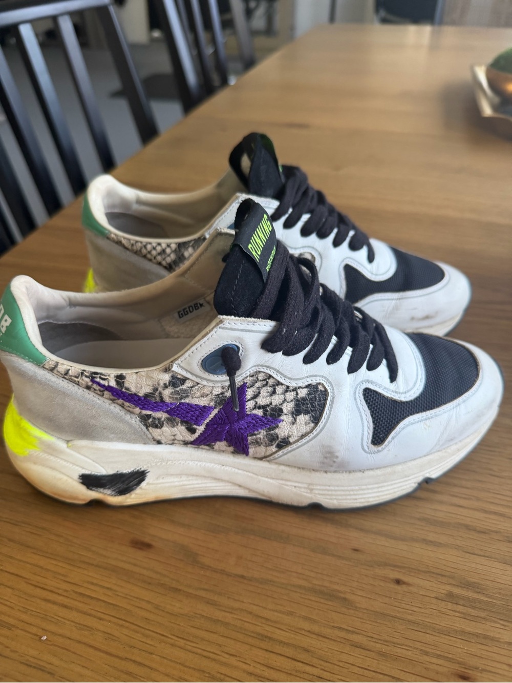 Golden Goose White Black Purple Accent Sneakers